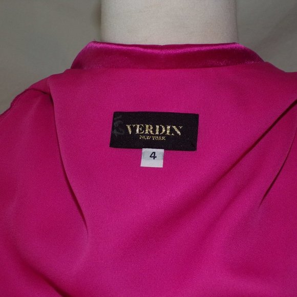 VERDIN Wrap Satin Column Gown Dress Pink NEW Size 4 - Picture 15 of 15